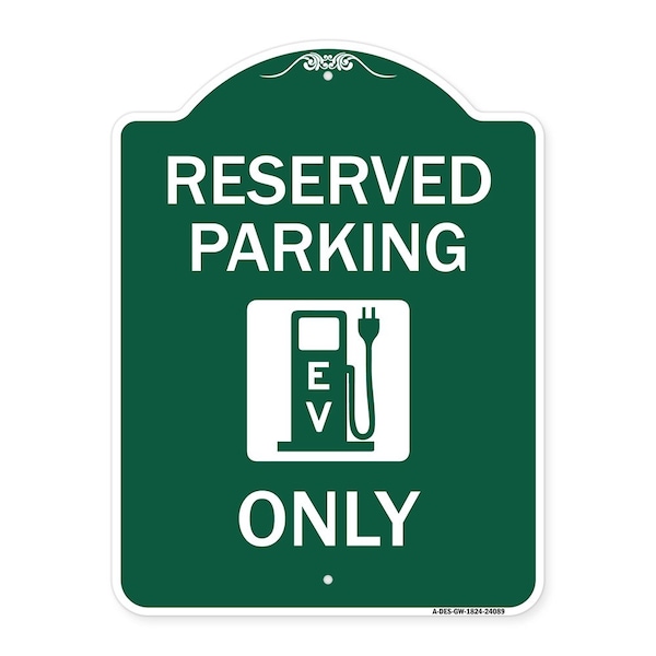 Signmission Ev W/ Electric Vehicle Charging Station Graphic, Green & White Alum Sign, 18" x 24", GW-1824-24089 A-DES-GW-1824-24089 - main